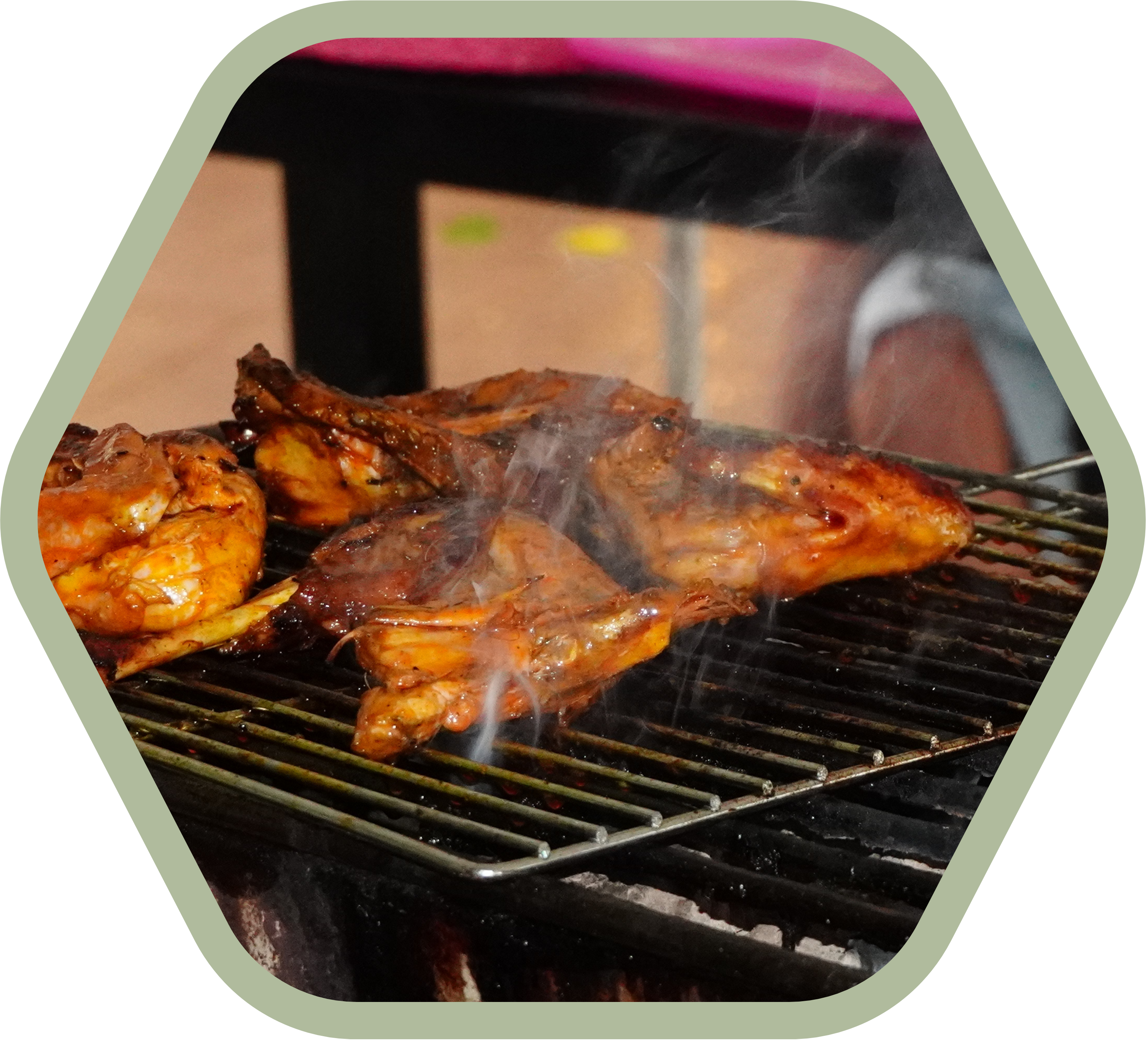 Filipino grilled food cooking over charcoal